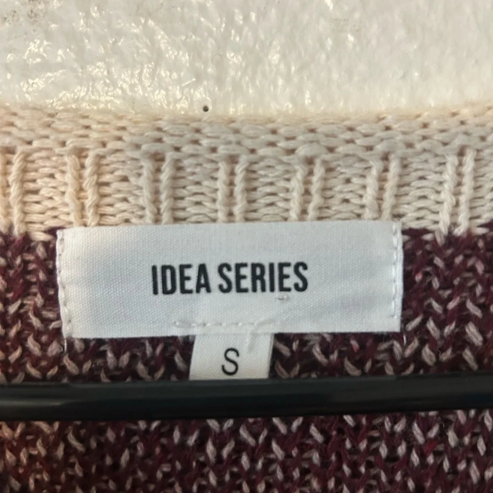 Idea Series Maroon and Beige Moose Sweater Small Silk Acrylic Blend Oversized - Picture 4 of 11